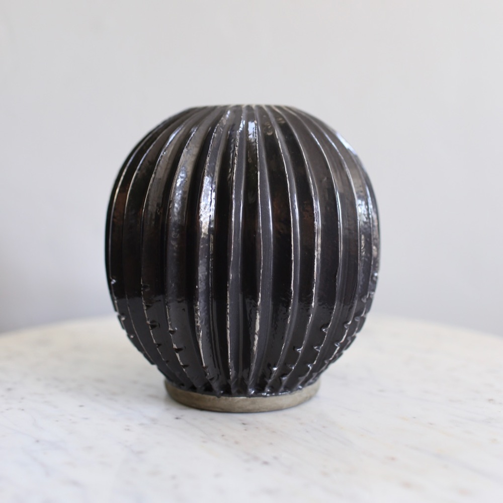 West Elm grey jagged vase